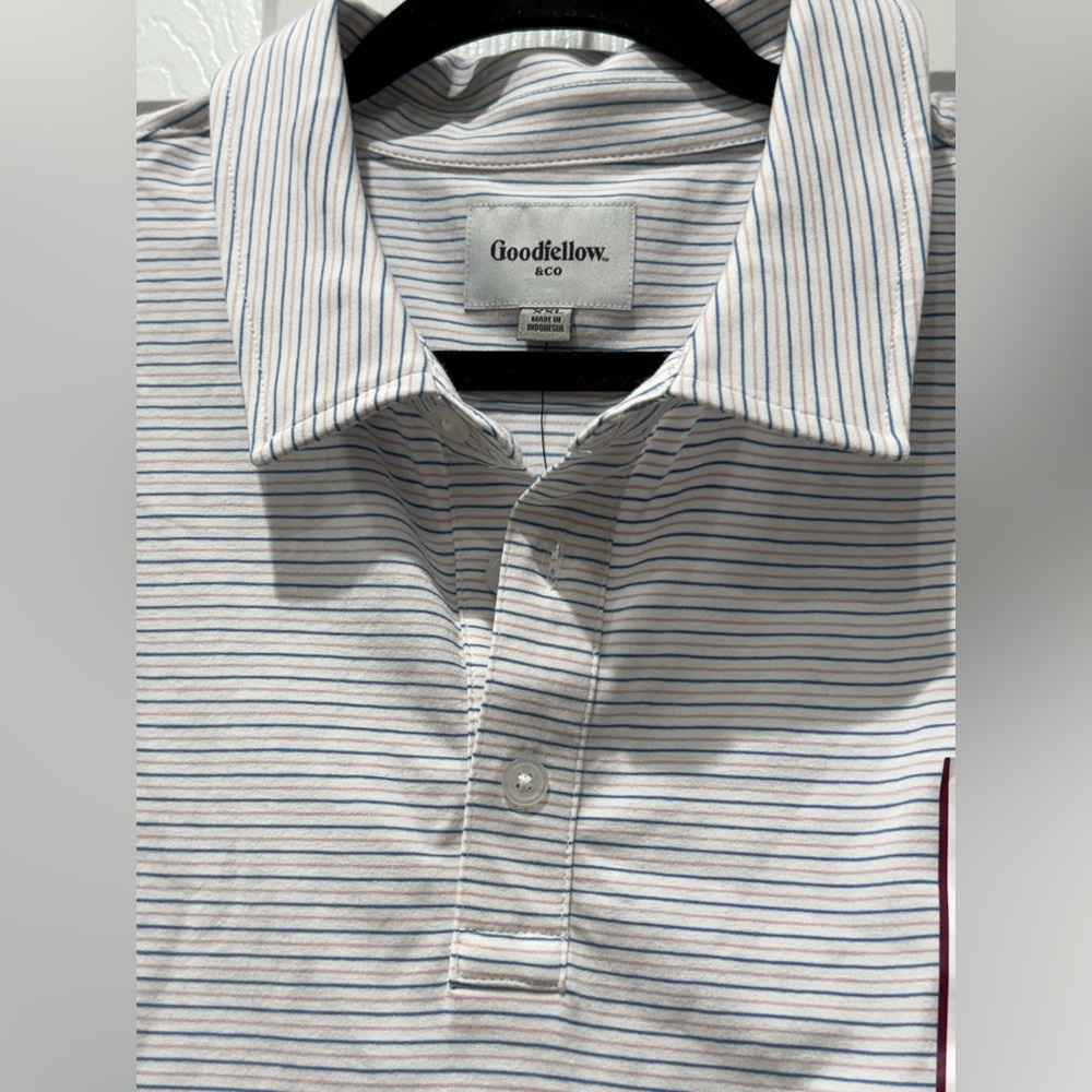 Goodfellow Gray Striped Polo Shirt